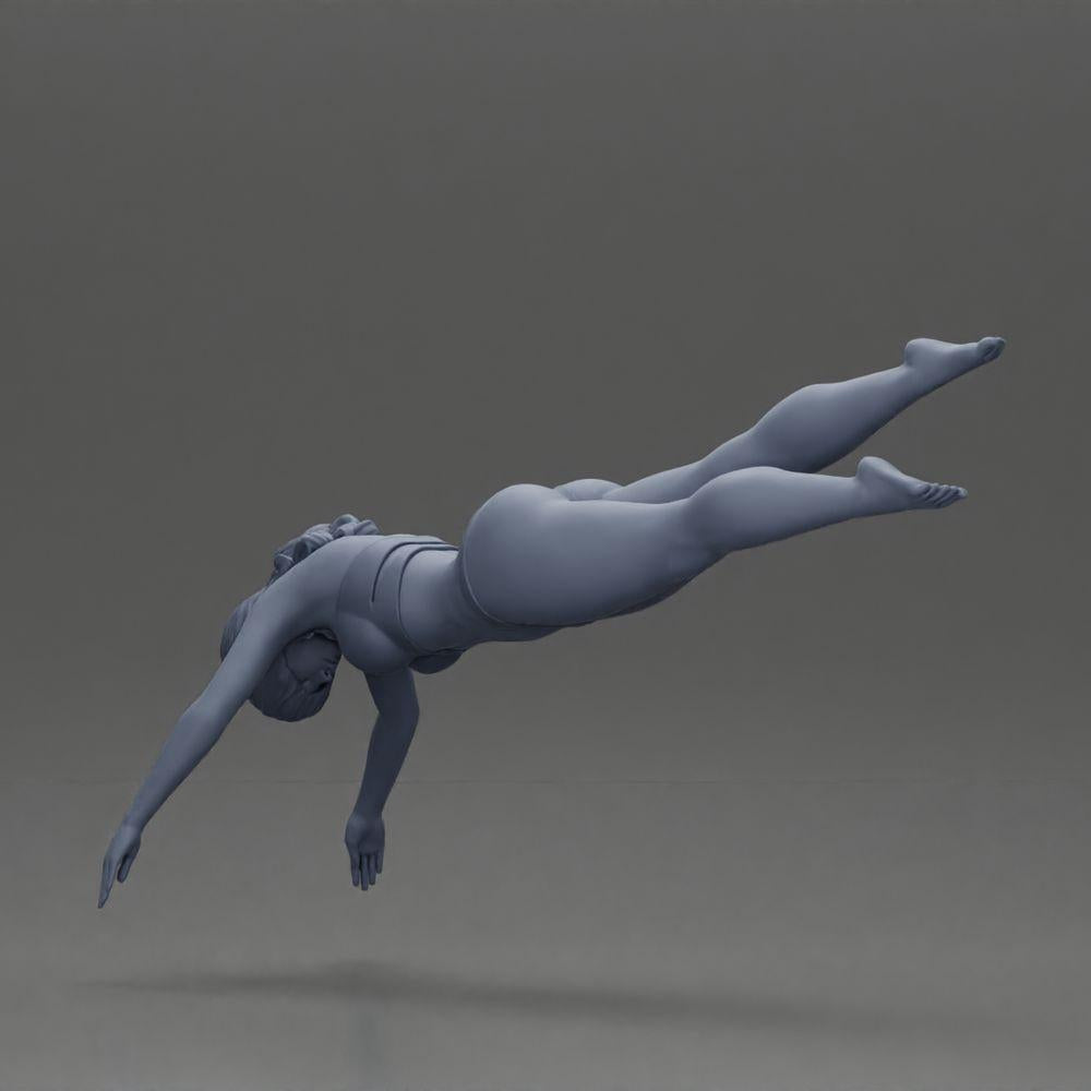 Diorama model building product photo 9: Diorama miniature: Woman in red bikini, elegant diving/jumping pose (Ref No. A137)