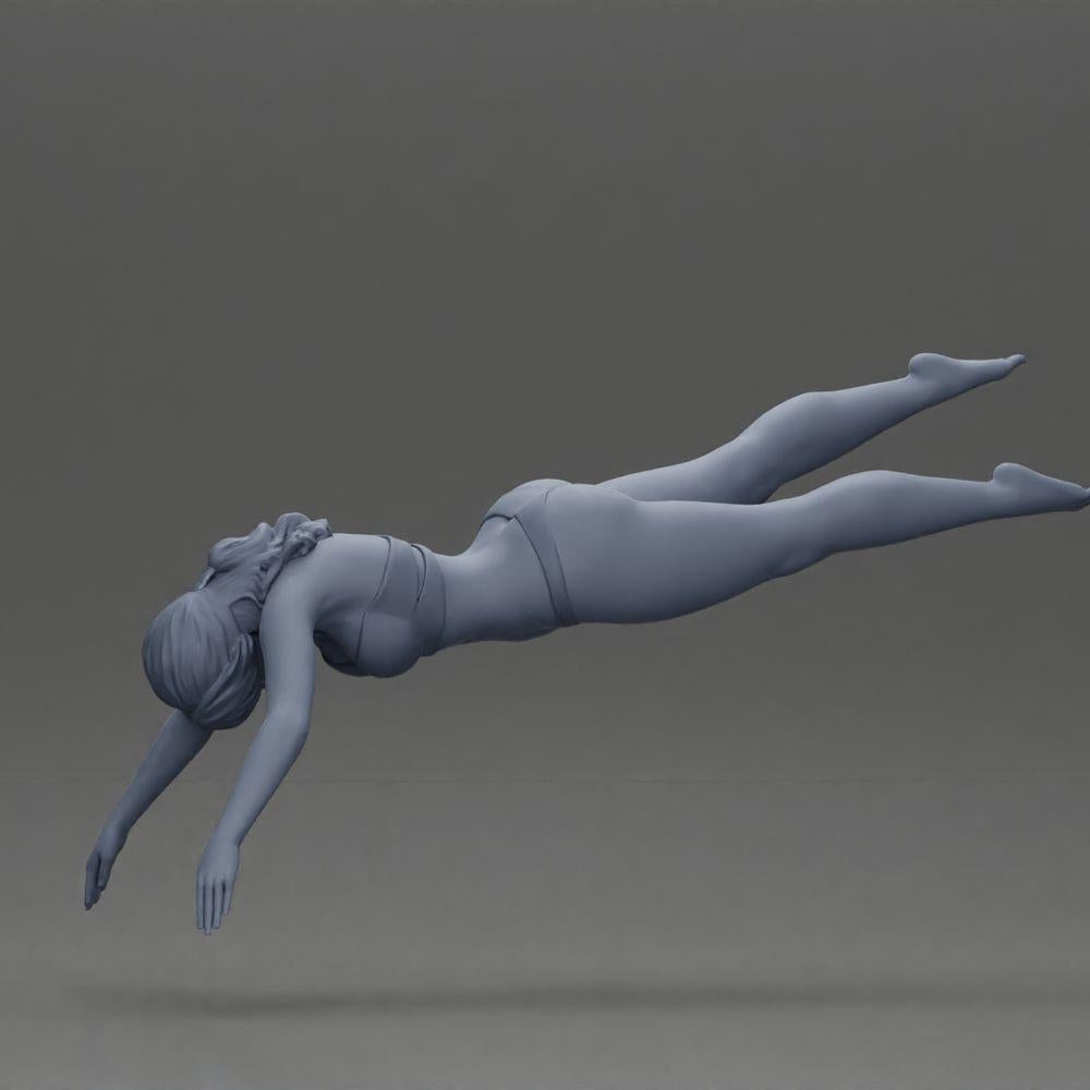 Diorama model building product photo 10: Diorama miniature: Woman in red bikini, elegant diving/jumping pose (Ref No. A137)