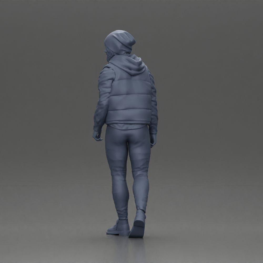 Diorama model building product photo 10: Diorama figure: Bearded man in winter clothing, walking - Diorama miniature (Ref No. A129)