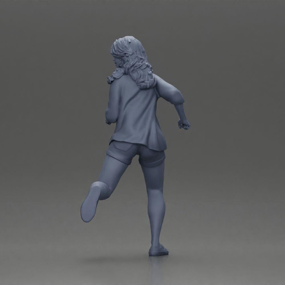 Diorama model building product photo 10: Diorama figure: Running young woman in open shirt & shorts, determined (Ref No. A102)