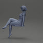 Diorama model building product photo 10: Diorama miniature figure: Sitting woman in a dress, barefoot, short hair in the wind (Ref No. A95)
