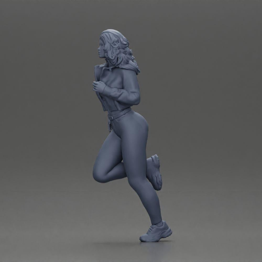 Diorama model building product photo 10: Diorama miniature figure: Running girl with long hair in jacket (Ref No. A96)