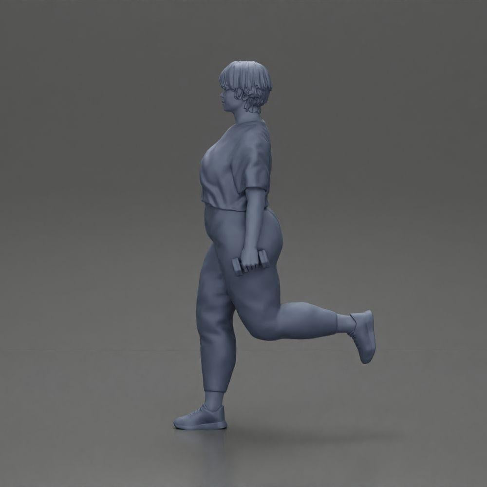 Diorama model building product photo 10: diorama figure: strong woman in fitness outfit, one-legged exercise with dumbbells (Ref No. A105)