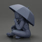 Diorama model building product photo 10: Diorama miniature: Sitting woman in jacket and shorts with open umbrella (Ref No. A85)