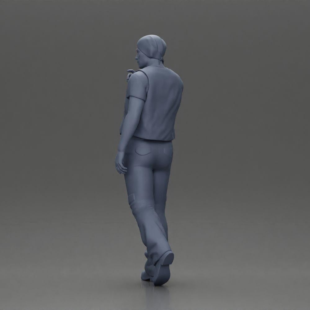 Diorama Modellbau Produktfoto 10: Gehende Miniaturfigur, Mann mit Kopftuch und Weste für Diorama - detailliert (Ref Nr. A65)