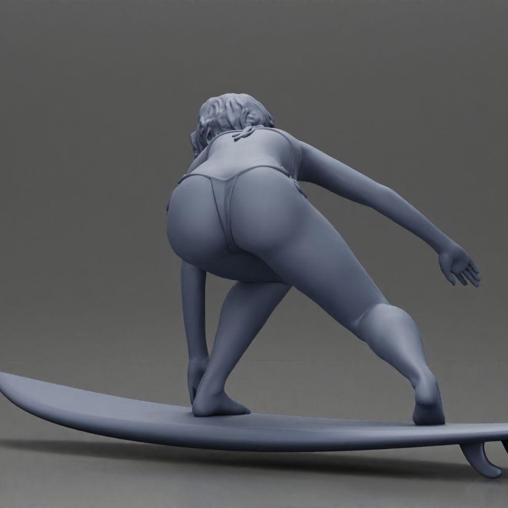 Diorama model building product photo 10: Diorama miniature: Surfer girl kneeling in bikini on surfboard, single (Ref No. A119)
