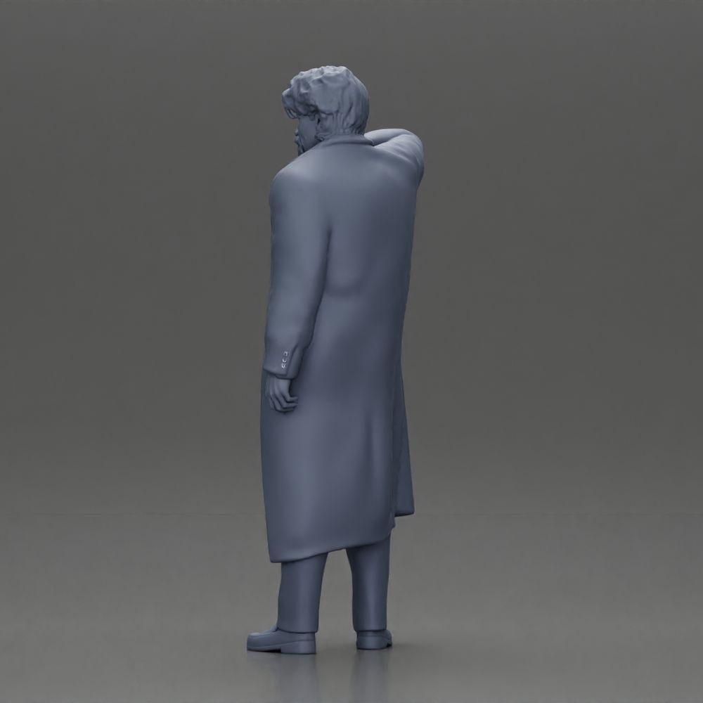 Diorama model building product photo 10: Diorama miniature: standing man with pointed beard, open coat, hand on chin (Ref No. A98)