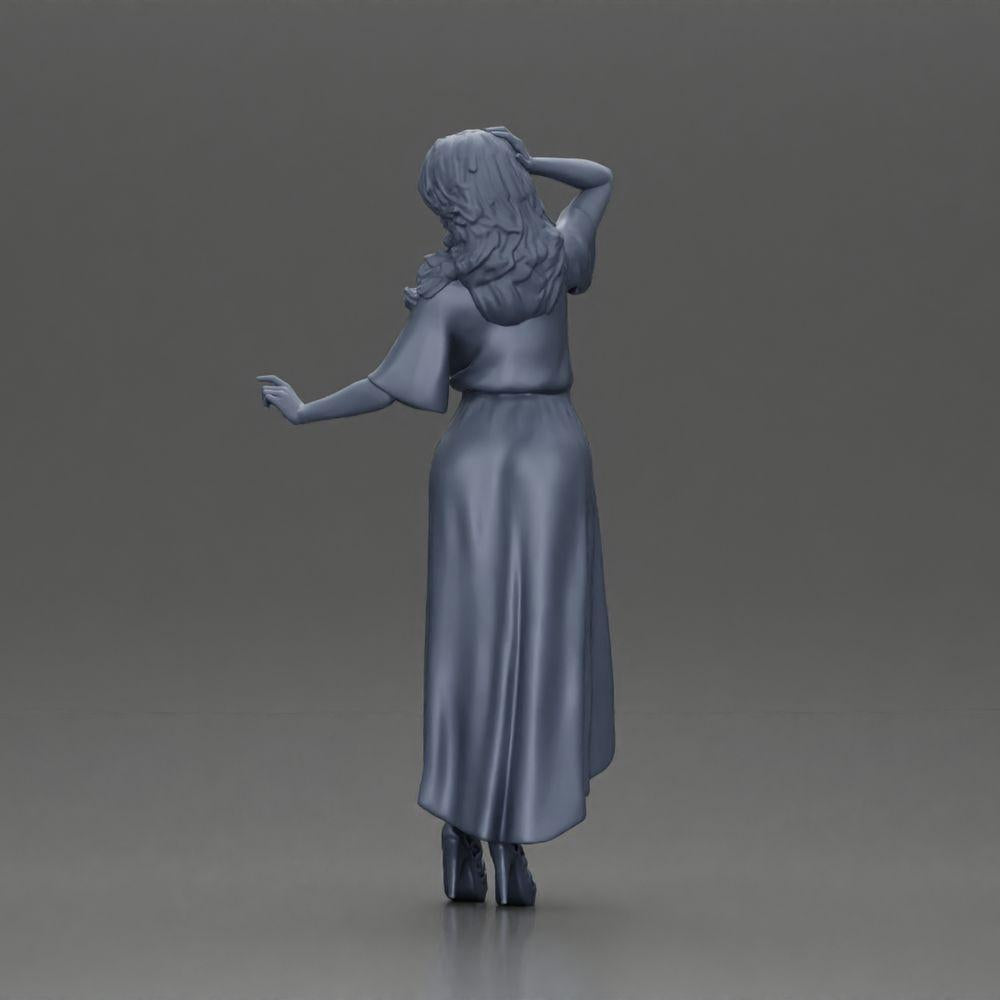 Diorama model building product photo 10: miniature figure: woman in a long wedding dress with high heels, elegantly posing (Ref No. A109)