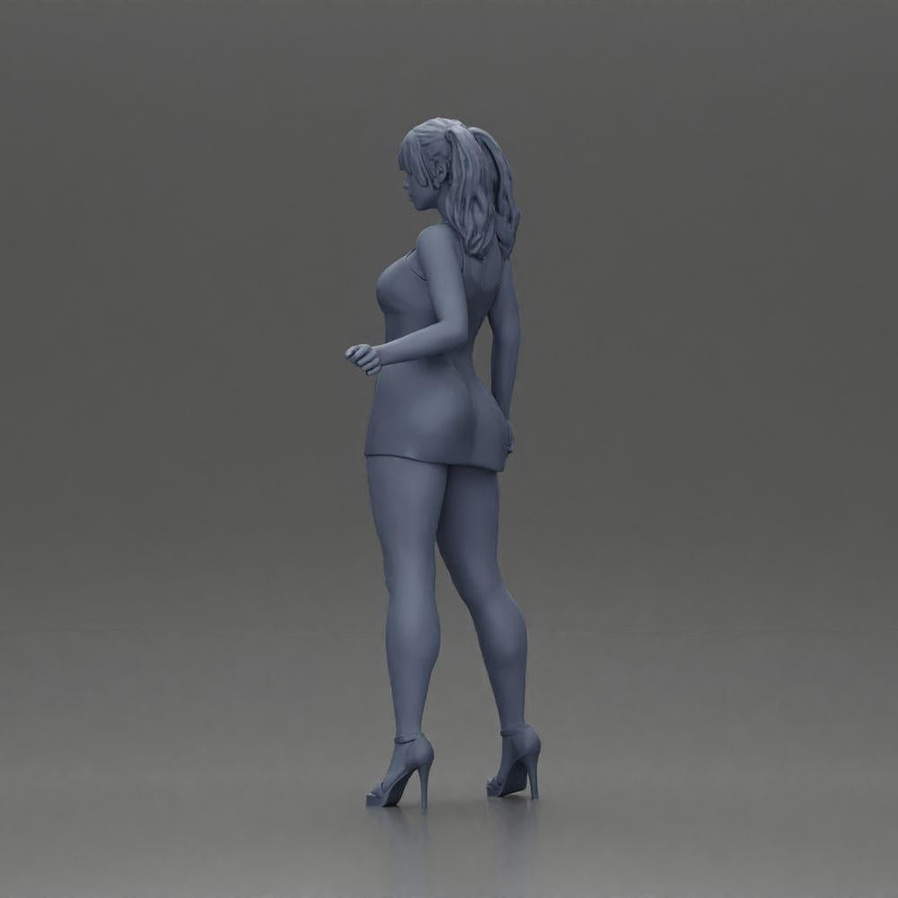 Diorama model building product photo 10: Diorama figure: Female miniature figure standing in a short dress with braids and sandals (Ref No. A123)