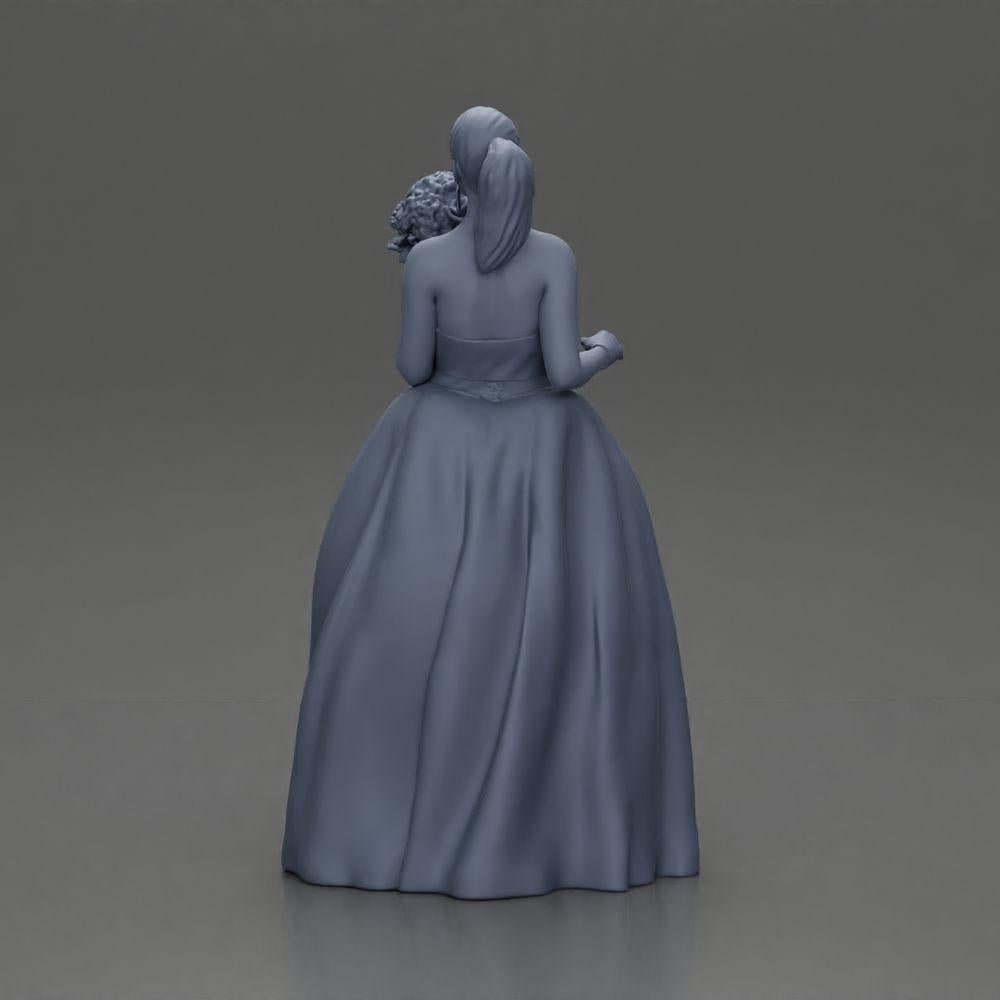 Diorama model building product photo 7: Diorama figure: miniature bride in floor-length white dress with bouquet (Ref No. A132)