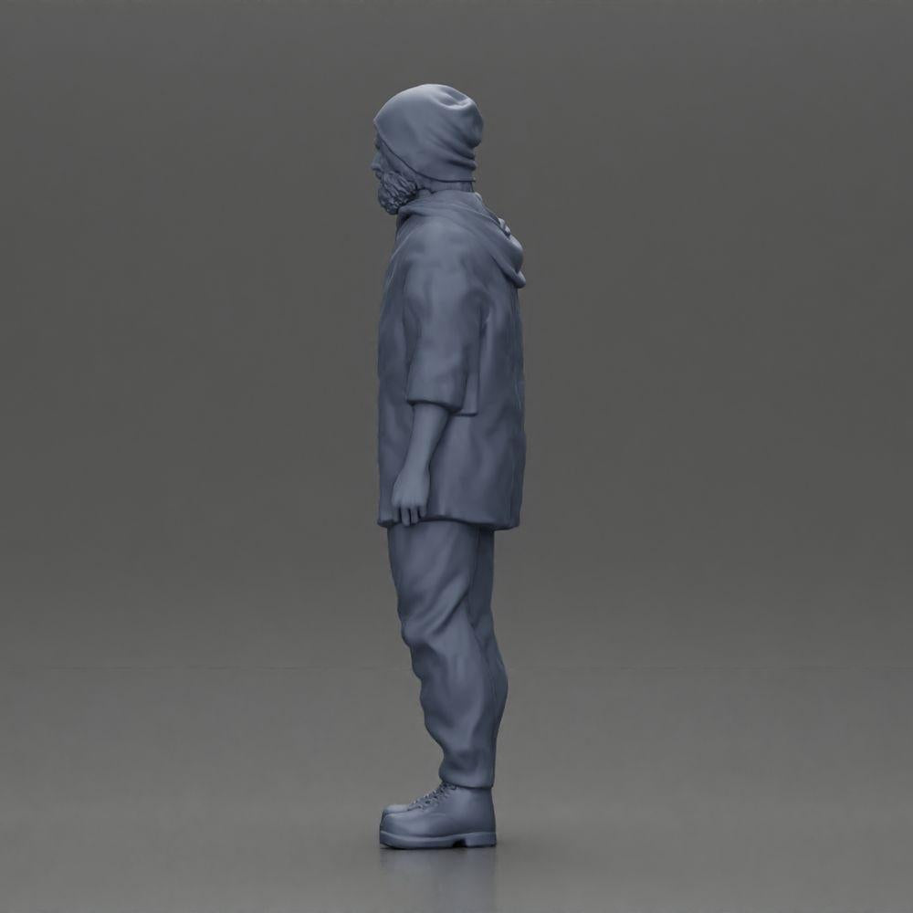 Diorama model building product photo 10: Standing figure: Man with cap & hoodie (Ref No. A100)