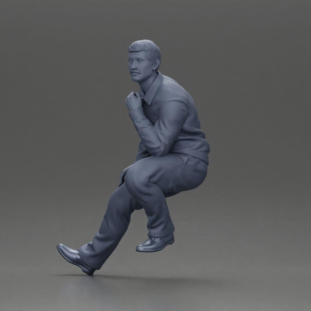 Diorama model building product photo 11: Diorama seated figure: Turkish man with tie and sweater vest, half kneeling (Ref No. A72)