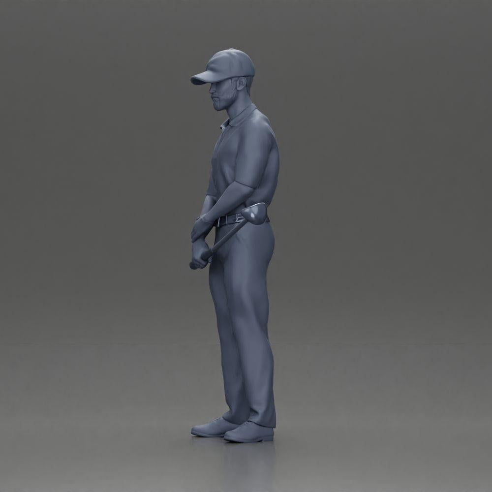 Diorama model building product photo 11: Diorama figure: standing miniature golfer with cap, glove, and golf club - diorama figure (Ref No. A143)