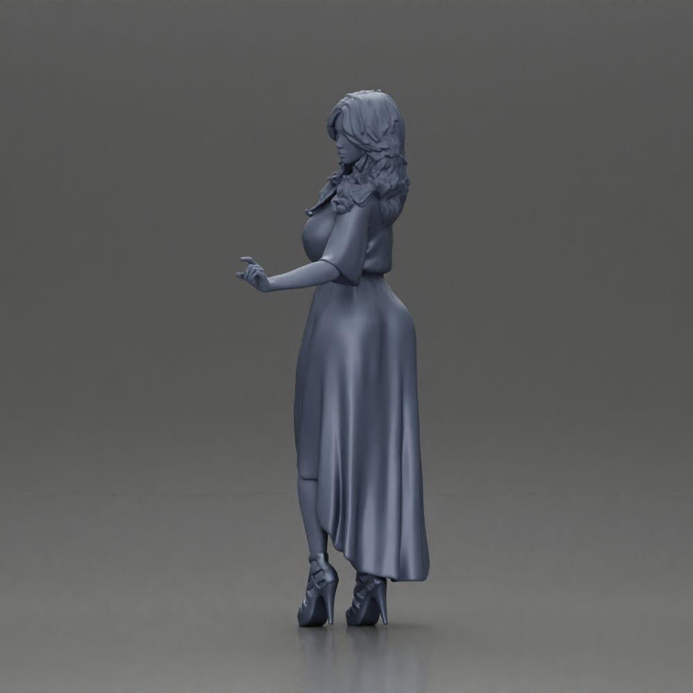Diorama model building product photo 11: miniature figure: woman in a long wedding dress with high heels, posing elegantly (Ref No. A109)
