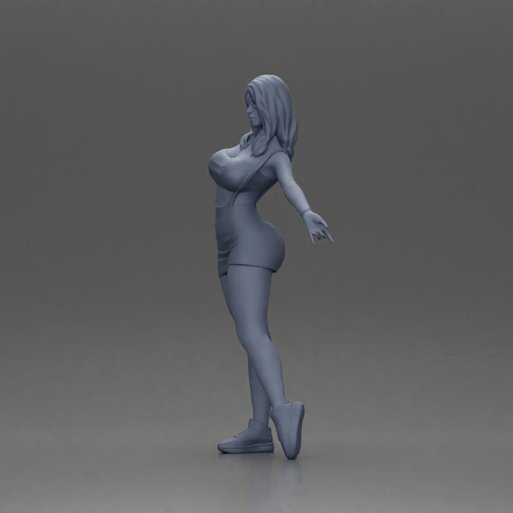 Diorama model building product photo 11: Diorama figure: dynamic woman in red sports outfit, standing pose, sneakers (Ref No. A124)