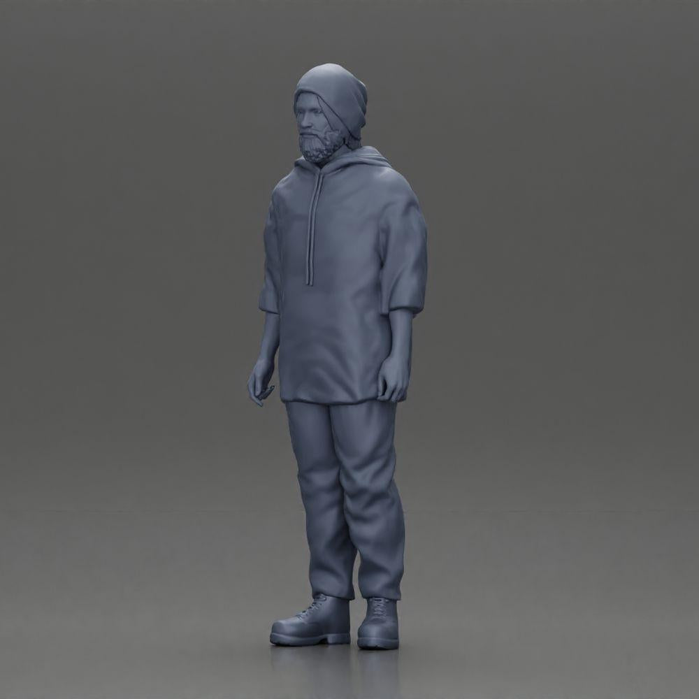 Diorama model building product photo 11: Standing figure: Man with cap & hoodie (Ref No. A100)