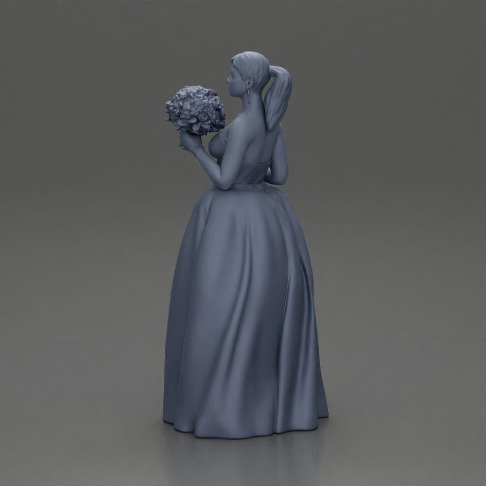 Diorama model building product photo 8: Diorama figure: miniature bride in floor-length white dress with bouquet (Ref No. A132)