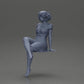 Diorama model building product photo 11: Diorama miniature figure: Sitting woman in a dress, barefoot, short hair in the wind (Ref No. A95)