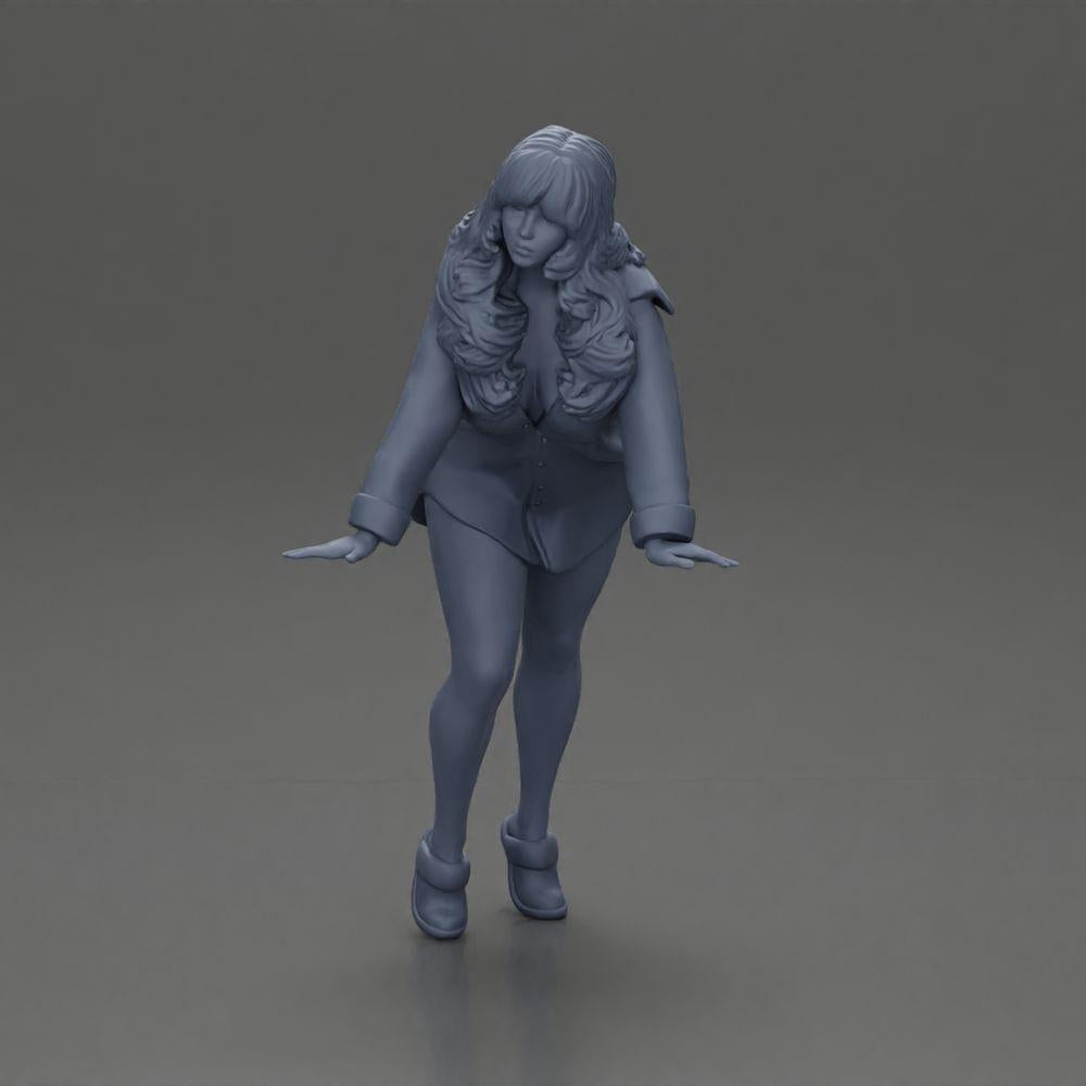 Diorama model building product photo 11: Diorama miniature: Woman in long shirt, dynamic forward pose on tiptoes (Ref No. A121)
