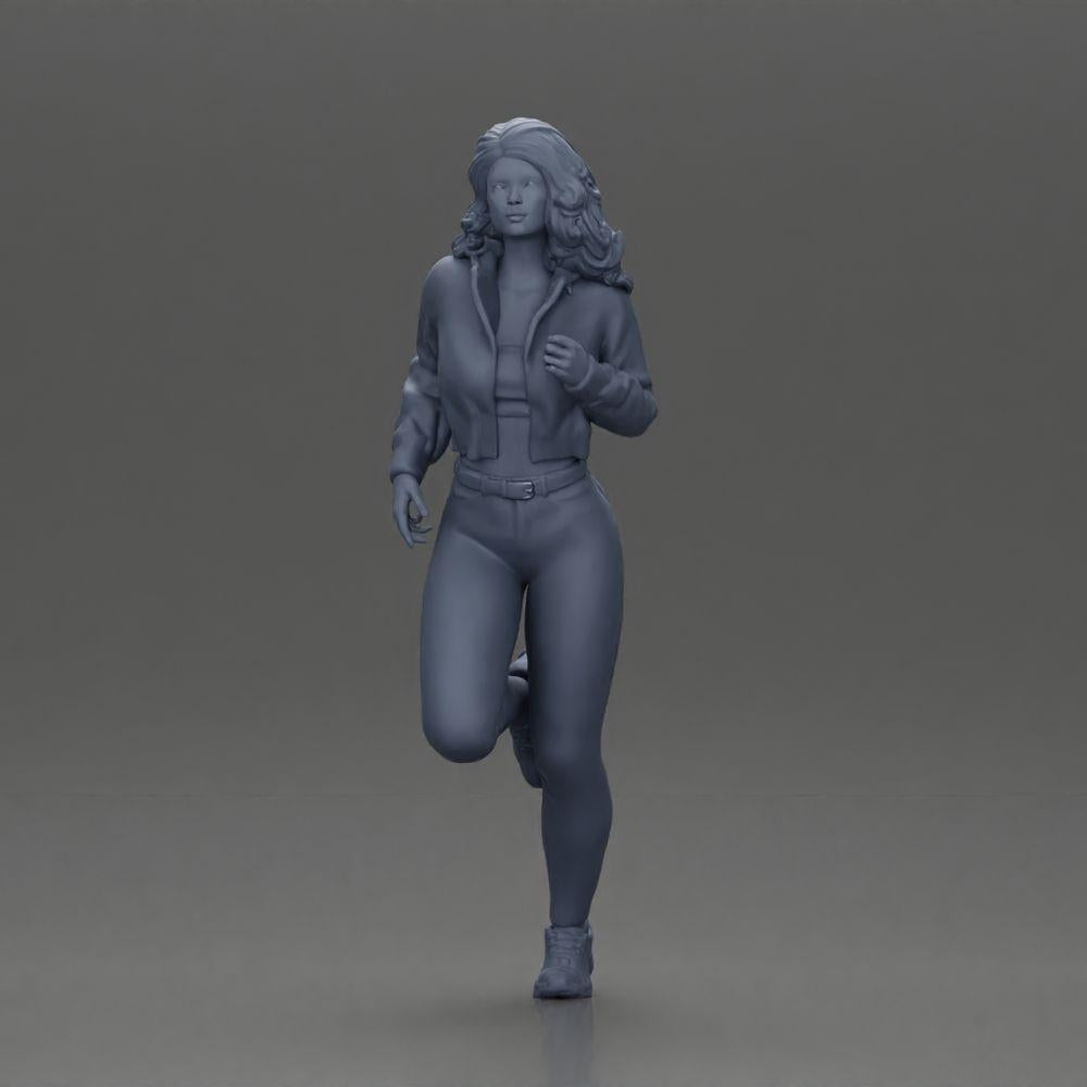 Diorama model building product photo 11: Diorama miniature figure: Running girl with long hair in jacket (Ref No. A96)