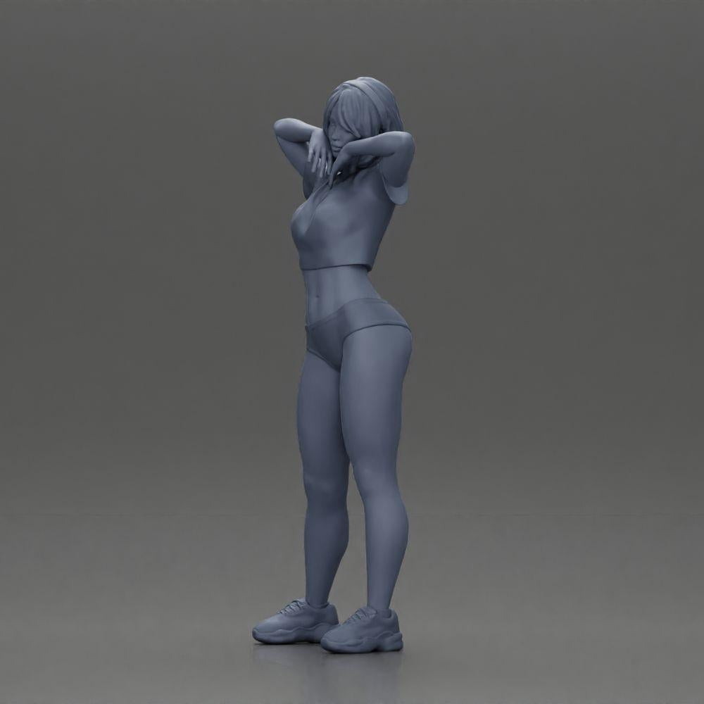 Diorama model building product photo 11: Diorama miniature: Female figure in bikini, short shirt & headband, posing (Ref No. A97)