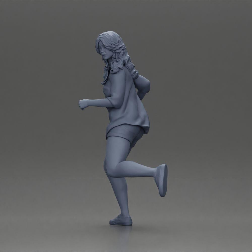 Diorama model building product photo 11: Diorama figure: Running young woman in open shirt & shorts, determined (Ref No. A102)