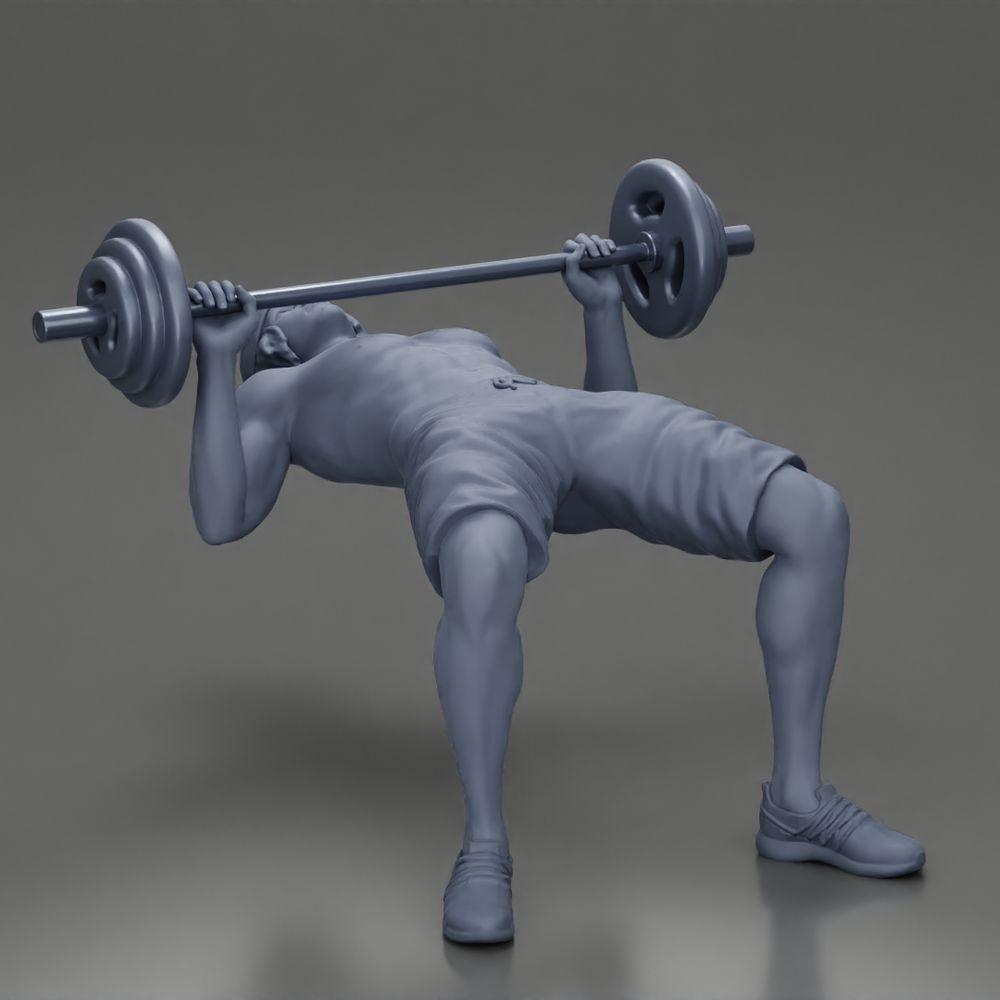 Diorama model building product photo 10: Diorama figure: Male miniature bench pressing with hip bridge, dumbbell, hat, and shorts (Ref No. A111)