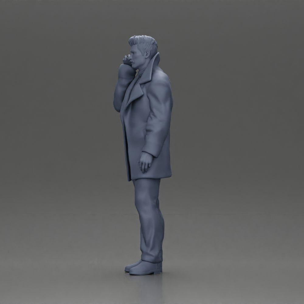 Diorama model building product photo 11: Diorama figure - Turkish man in a coat with a turtleneck sweater, on the phone (Ref No. A78)