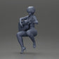 Diorama model building product photo 11: Miniature: Woman with short hair playing acoustic guitar necklace, strappy sandals (Ref No. A128)