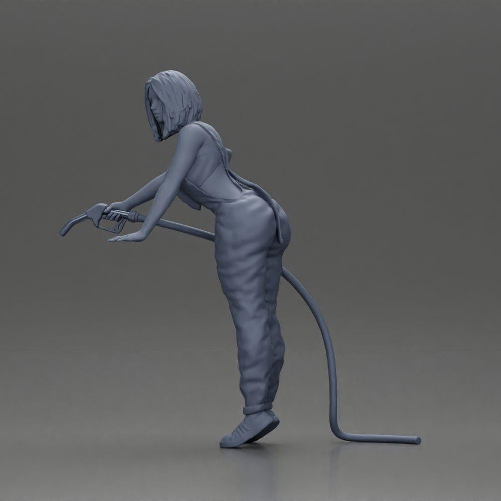 Diorama model building product photo 11: Diorama figure: mechanic with fuel nozzle in red overalls - standing diorama miniature (Ref No. A136)