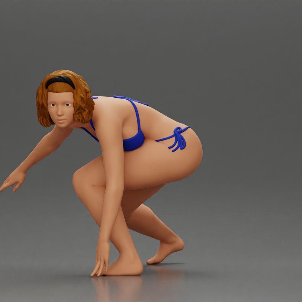 Diorama model building product photo 12: Diorama miniature: Surfer girl kneeling in bikini on surfboard, single (Ref No. A119)