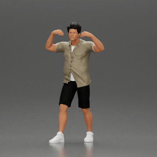 Diorama model building product photo 0: Diorama miniature: Man in shirt and shorts carrying woman on shoulders (Ref No. A81)