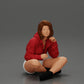 Diorama model building product photo 12: Diorama miniature: Sitting woman in jacket and shorts with open umbrella (Ref No. A85)