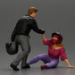 Diorama model building product photo 9: miniature diorama: man helps fallen biker, holds motorcycle helmet (Ref No. A91)
