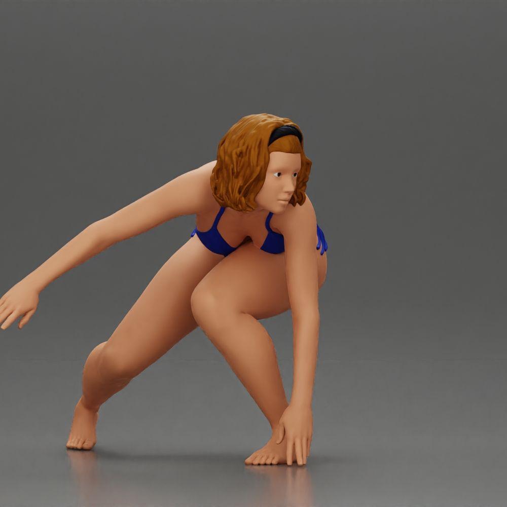 Diorama model building product photo 13: Diorama miniature: Surfer girl kneeling in bikini on surfboard, single (Ref No. A119)