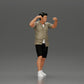 Diorama model building product photo 1: Diorama miniature: Man in shirt and shorts carrying woman on shoulders (Ref No. A81)