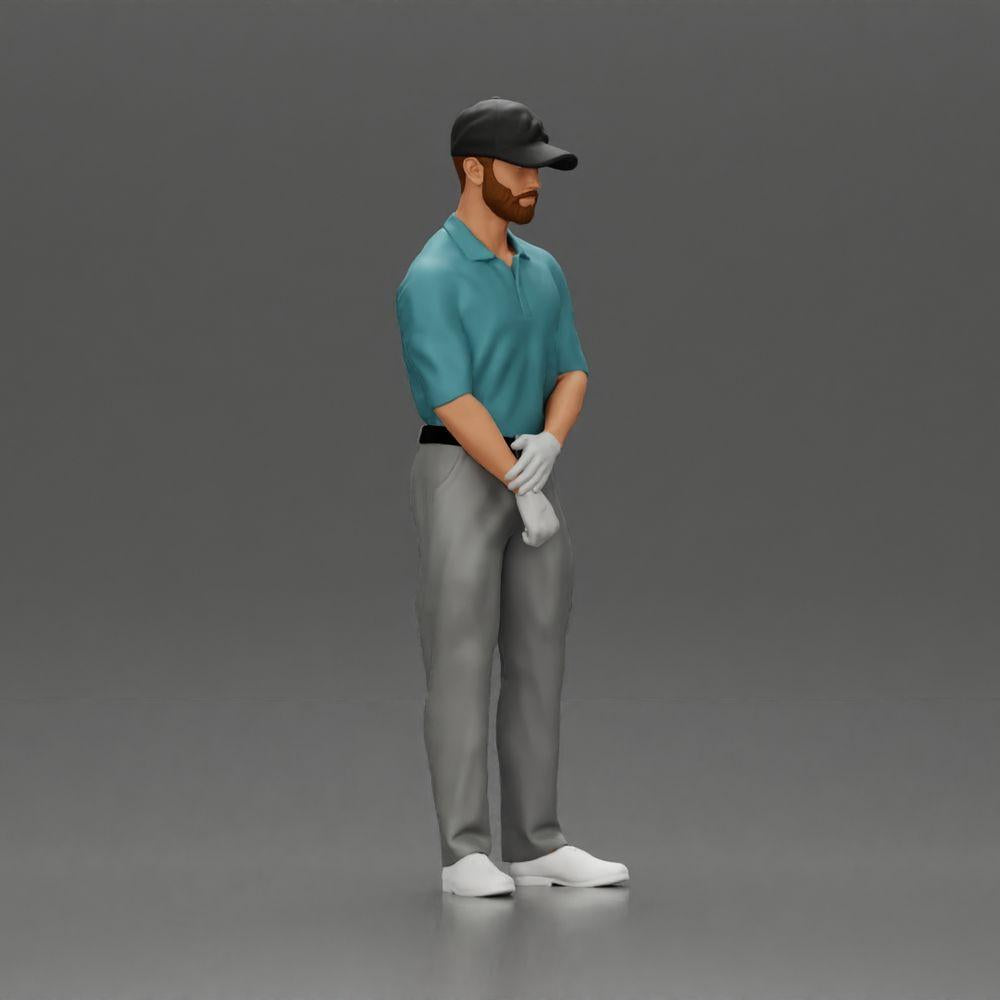 Diorama model building product photo 13: Diorama figure: Miniature golfer standing with cap, glove, and golf club - Diorama figure (Ref No. A143)