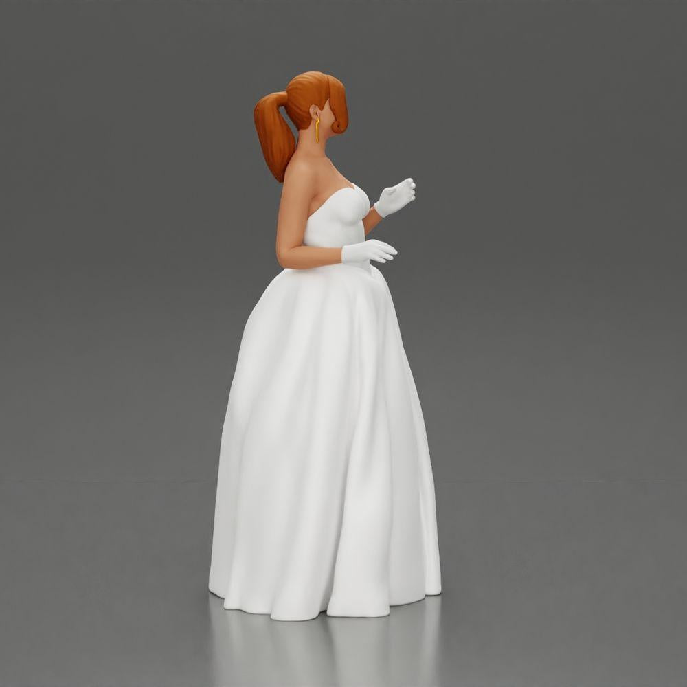 Diorama model building product photo 11: Diorama figure: miniature bride in floor-length white dress with bouquet (Ref No. A132)