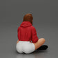 Diorama Model Building Product Photo 14: Diorama Miniature: Sitting Woman in Jacket and Shorts with Open Umbrella (Ref No. A85)