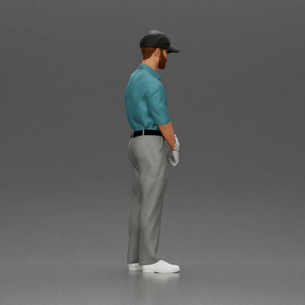 Diorama model building product photo 14: Diorama figure: standing miniature golfer with cap, glove, and golf club - diorama figure (Ref No. A143)