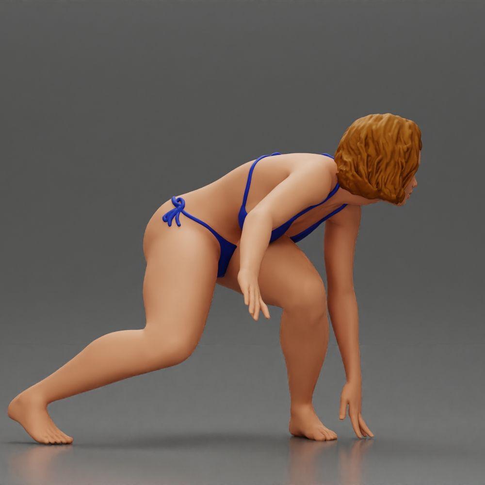 Diorama model building product photo 14: Diorama miniature: Surfer girl kneeling in a bikini on a surfboard, single (Ref No. A119)