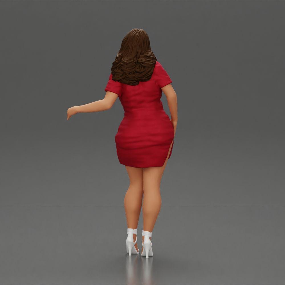 Diorama model building product photo 3: Diorama miniature: Woman in a long red shirt dress, white accents, high sandals (Ref No. A126)