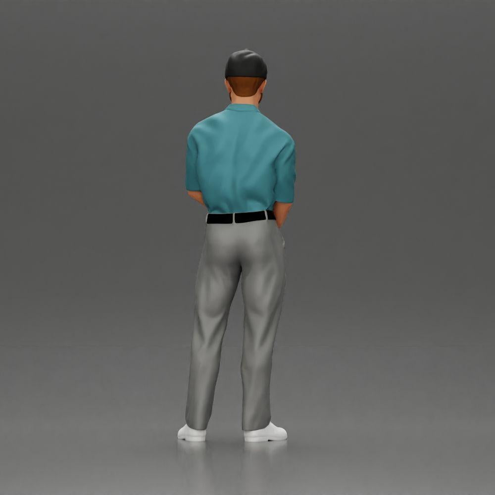 Diorama model building product photo 15: Diorama figure: miniature golfer standing with cap, glove, and golf club - diorama figure (Ref No. A143)