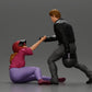 Diorama model building product photo 11: miniature diorama: man helps fallen biker, holds motorcycle helmet (Ref No. A91)