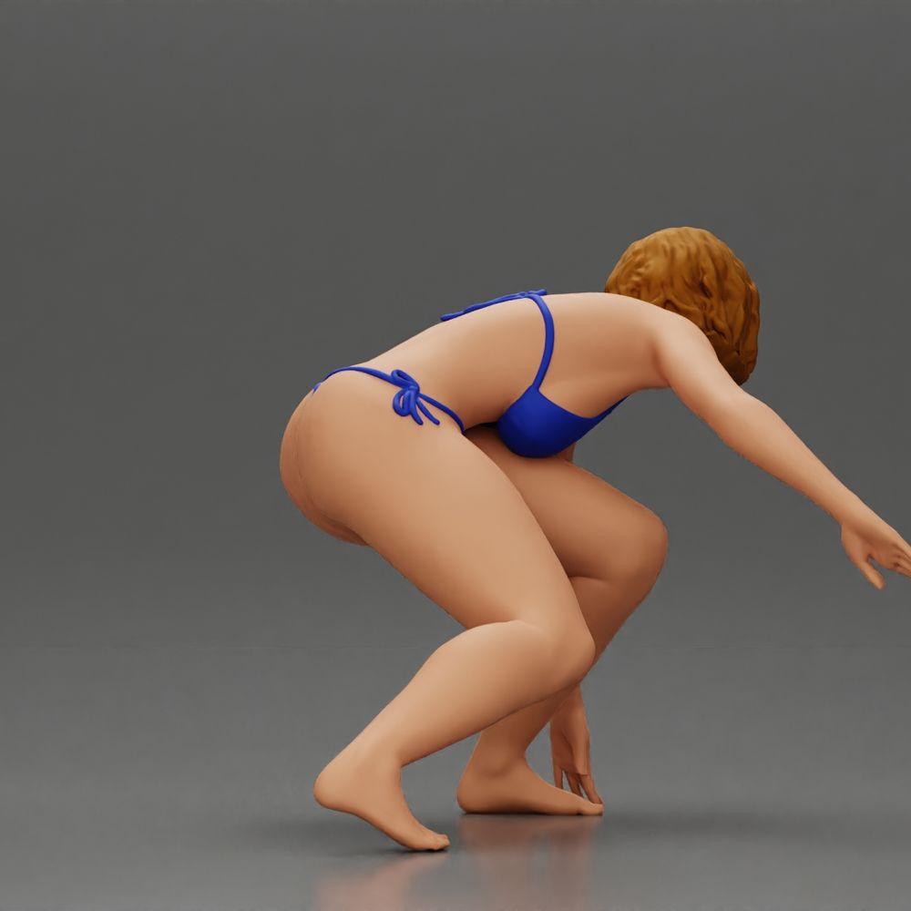 Diorama model building product photo 15: Diorama miniature: Surfer girl kneeling in a bikini on a surfboard, single (Ref No. A119)