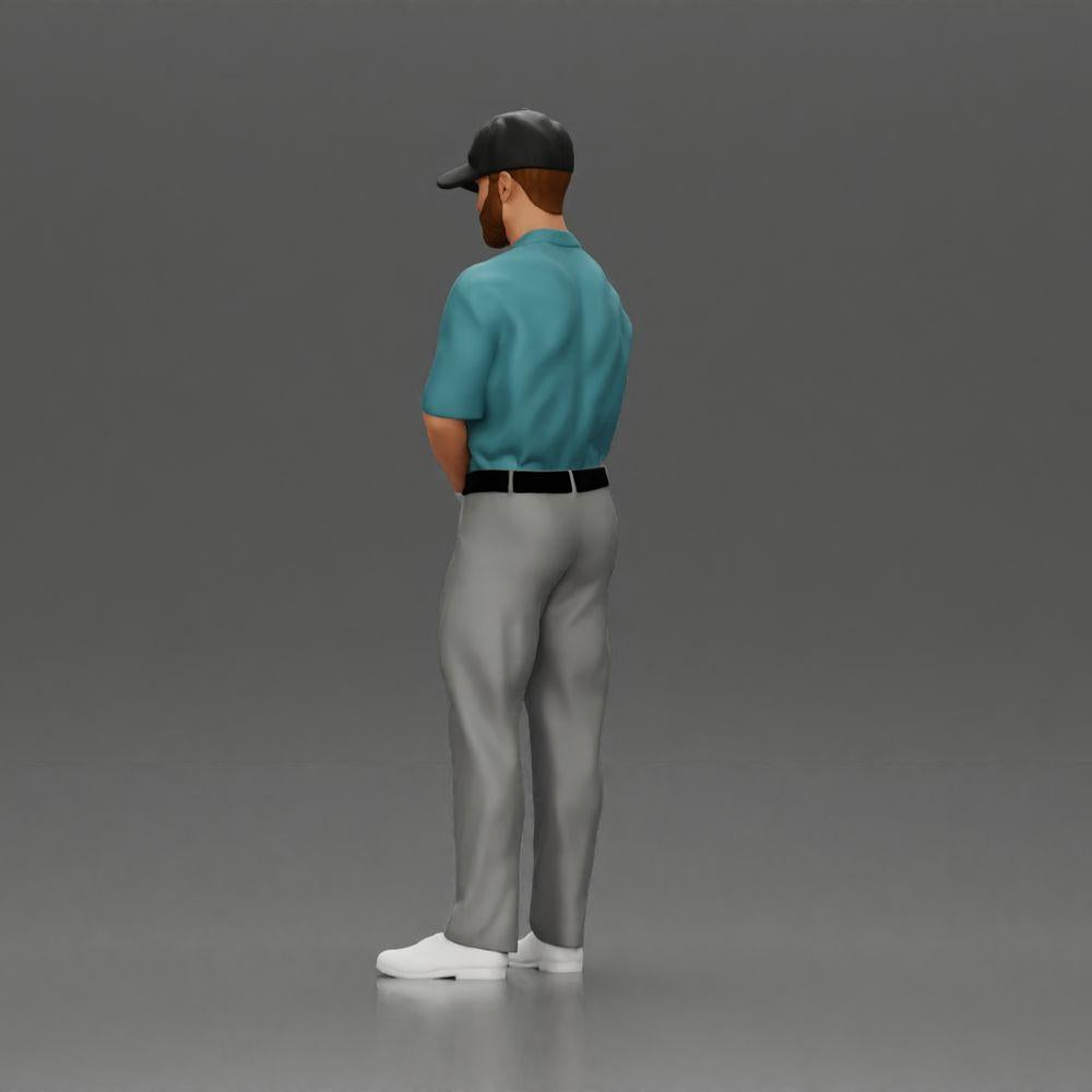 Diorama model building product photo 16: Diorama figure: miniature golfer standing with cap, glove, and golf club - diorama figure (Ref No. A143)
