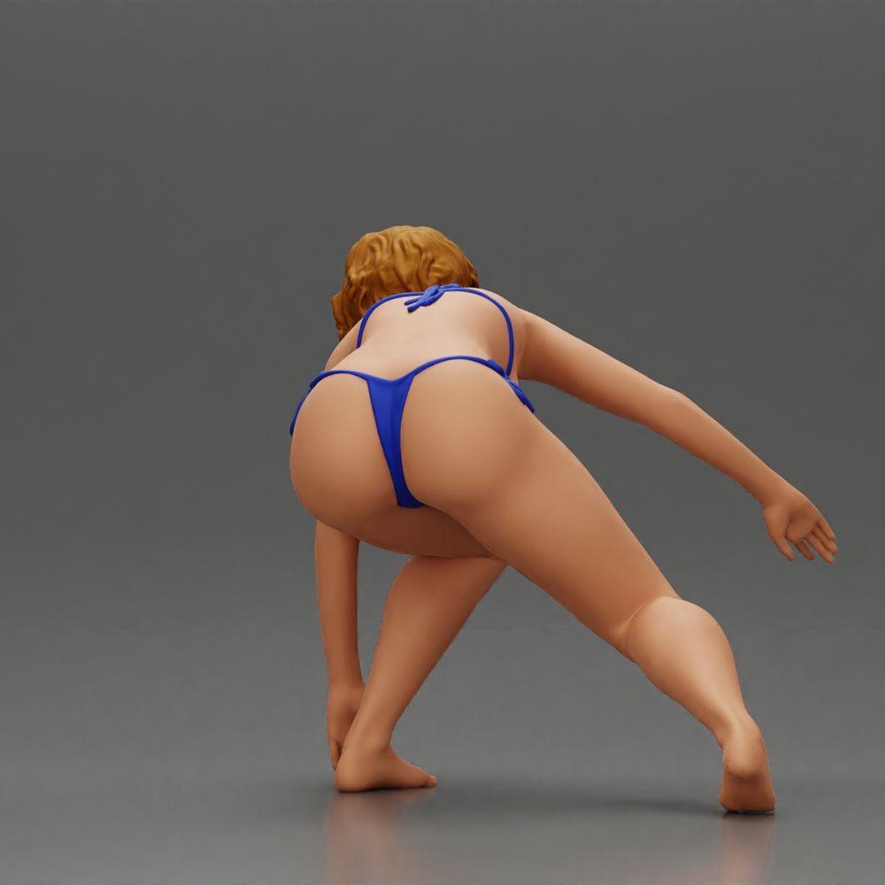 Diorama model building product photo 16: Diorama miniature: Surfer girl kneeling in bikini on surfboard, single (Ref No. A119)