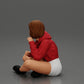 Diorama model building product photo 16: Diorama miniature: Sitting woman in jacket and shorts with open umbrella (Ref No. A85)