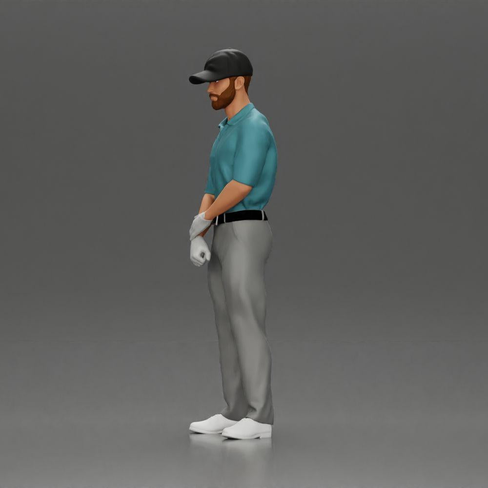 Diorama model building product photo 17: Diorama figure: Miniature golfer standing with cap, glove, and golf club - Diorama figure (Ref No. A143)