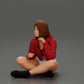 Diorama model building product photo 17: Diorama miniature: Sitting woman in jacket and shorts with open umbrella (Ref No. A85)
